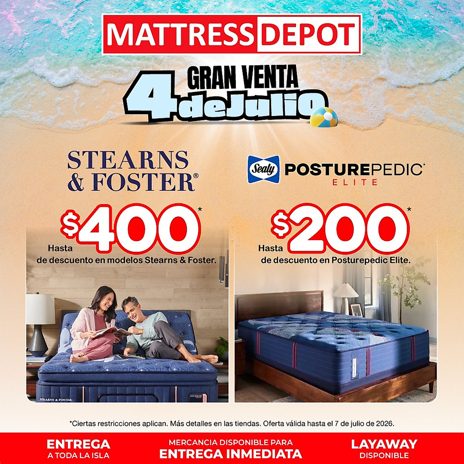 Página 3 del Shopper de Mattress Depot. Válido del 24/06/2026 al 07/07/2026