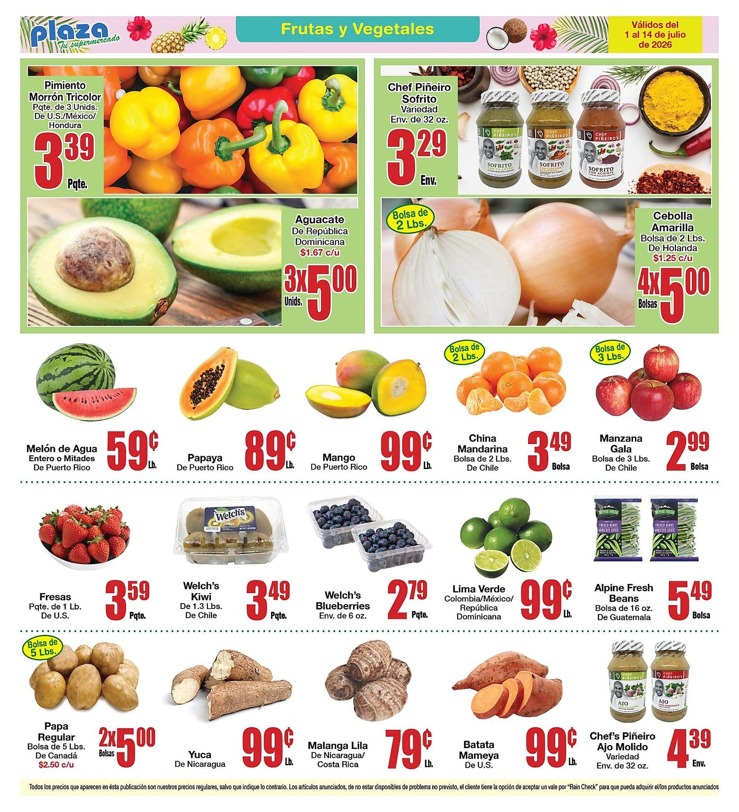 Página 2 del Shopper de Plaza Tu Super. Válido del 01/07/2026 al 14/07/2026