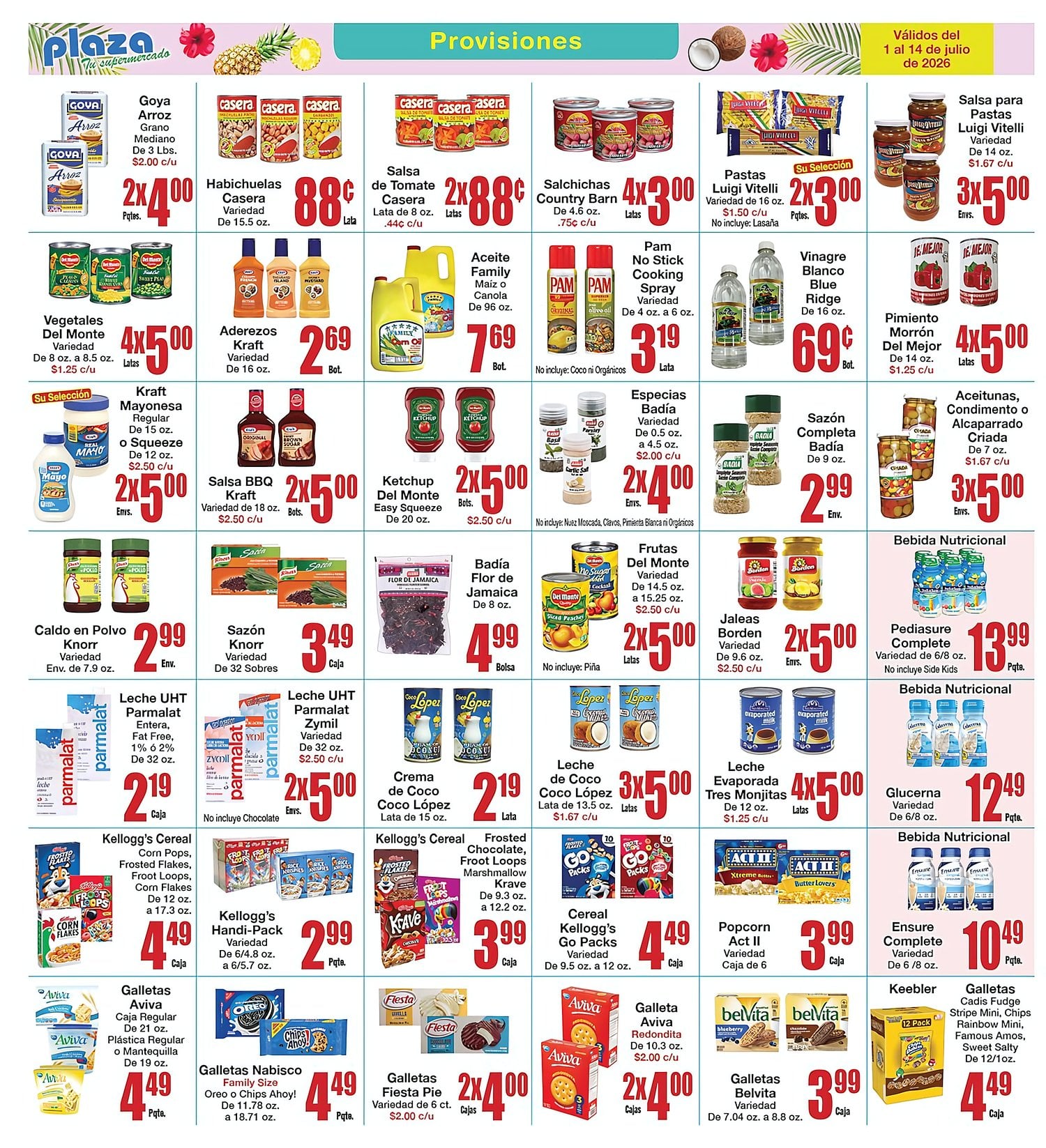 Página 4 del Shopper de Plaza Tu Super. Válido del 01/07/2026 al 14/07/2026