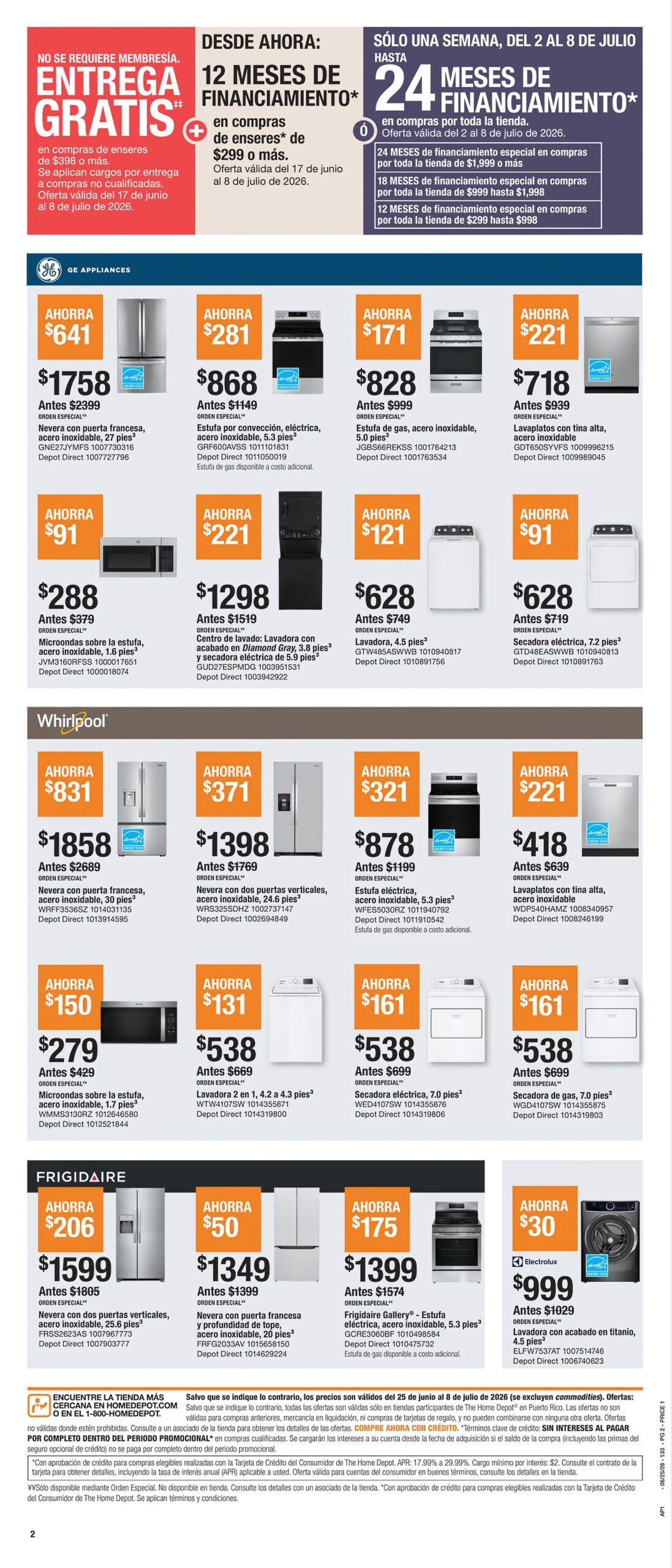 Página 2 del Shopper de Home Depot. Válido del 25/06/2026 al 08/07/2026