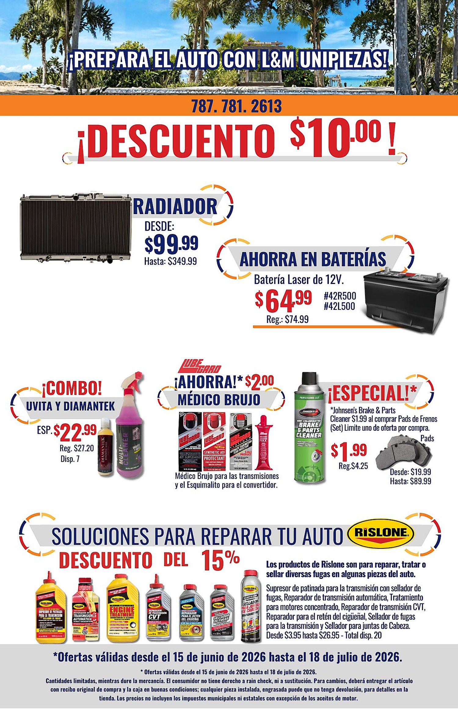 Página 2 del Shopper de Unipiezas L&M. Válido del 15/06/2026 al 18/07/2026