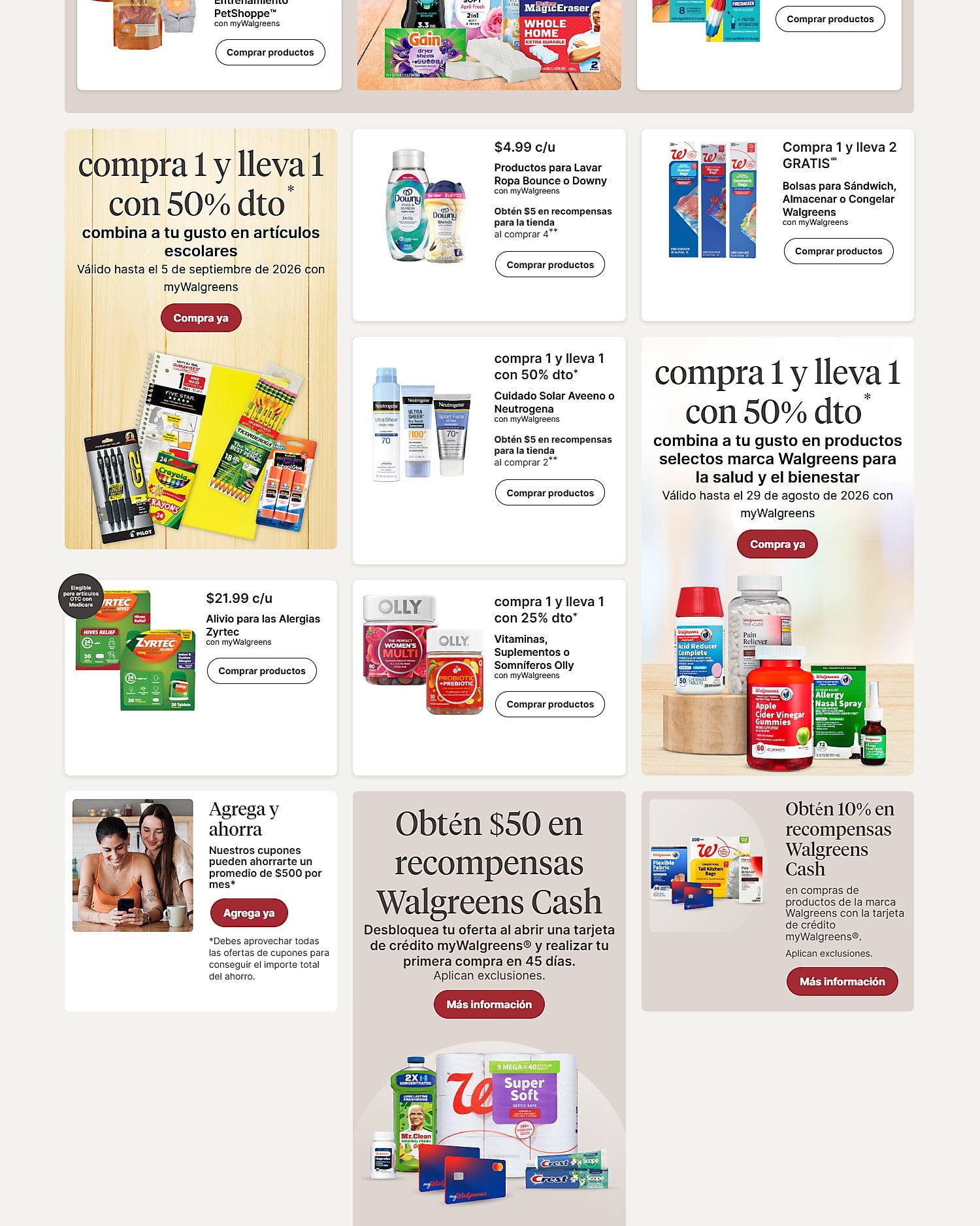 Página 2 del Shopper de Walgreens. Válido del 26/07/2026 al 01/08/2026