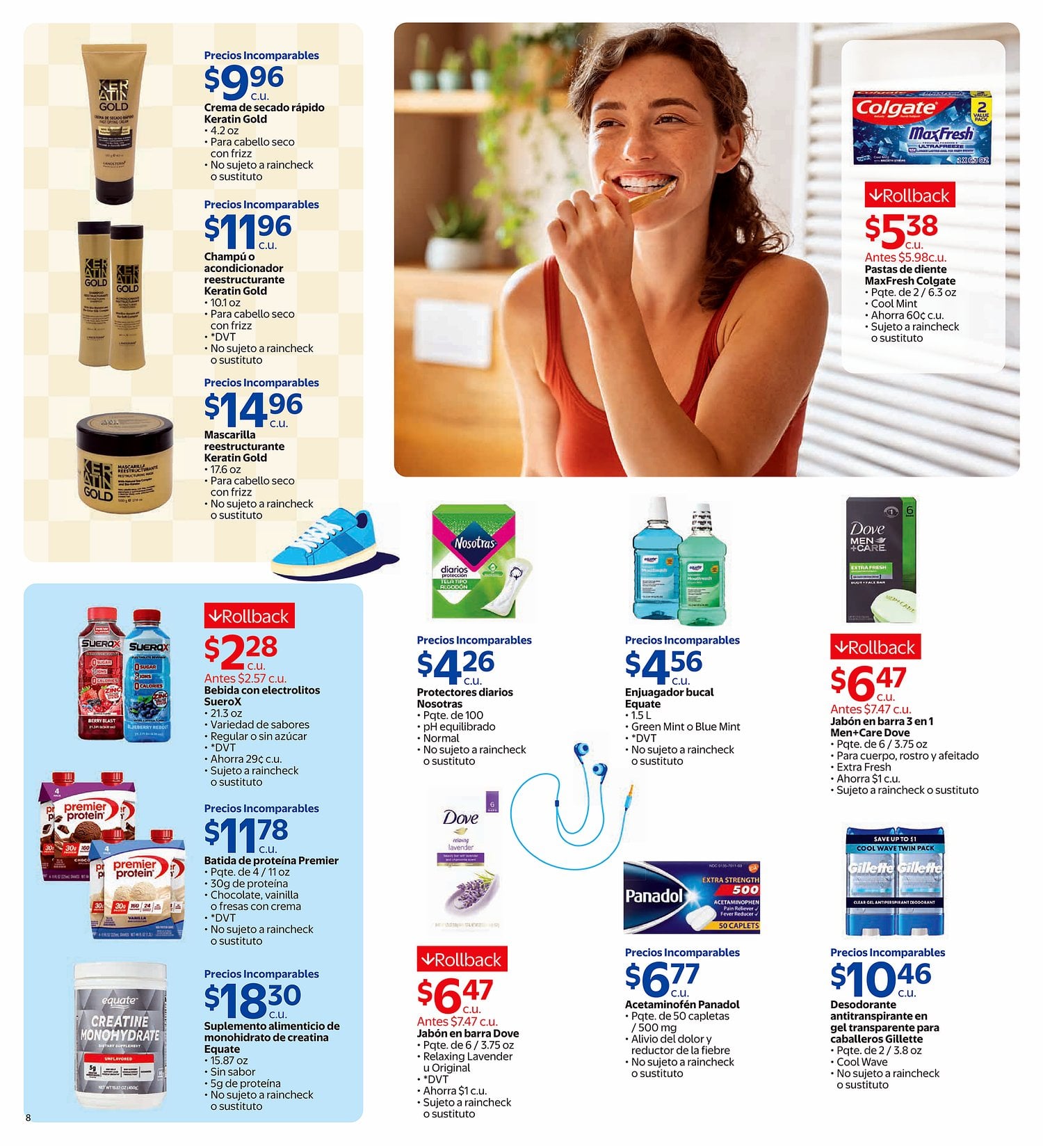 Página 8 del Shopper de Walmart. Válido del 08/07/2026 al 04/08/2026